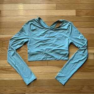 SHEIN Long Sleeve Cropped Workout Top Sage Green Size Large